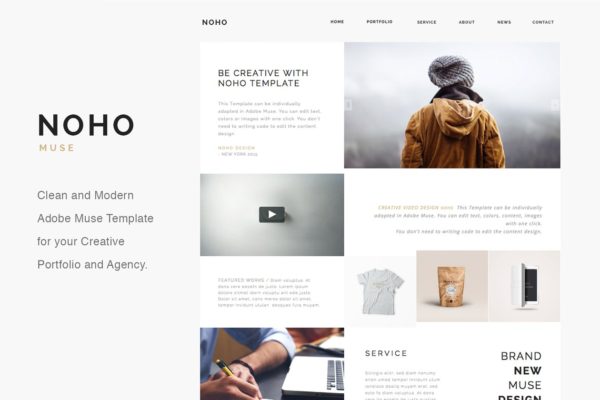 现代简约创意多用途Muse网站模板素材库精选 NOHO – Creative Muse Template