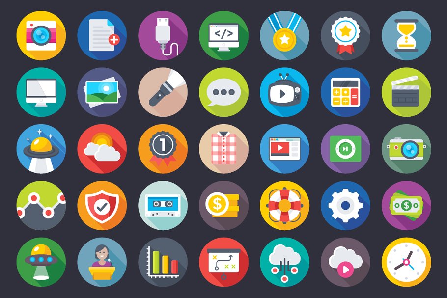 476枚商务和办公扁平化图标  476 Business and Office Flat Icons插图(11)