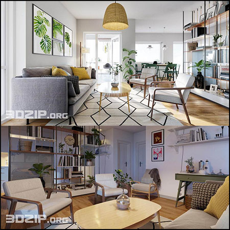 商品房客厅场景素材之家精选3D模型By Duy Nguyen