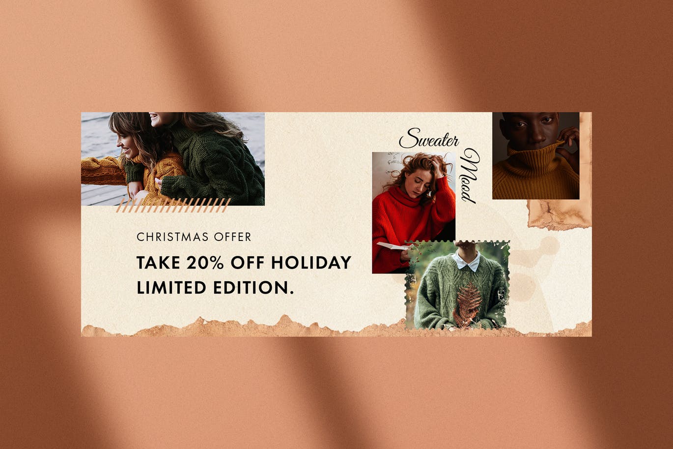 撕纸艺术风格圣诞节主题Facebook社交封面设计模板素材库精选 Christmas Facebook Covers插图(4)