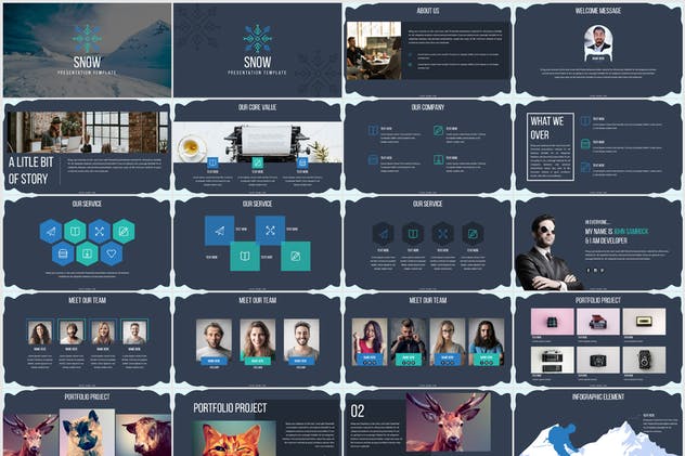 冰雪主题多用途PPT幻灯片模板 SNOW POWERPOINT PRESENTATION TEMPLATE插图(2)