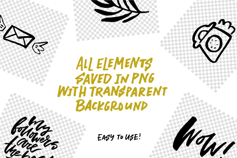 创意社交媒体运营必备套装[字体/剪贴画/贴图模板素材库精选] Social Media Lettering Kit插图(10)