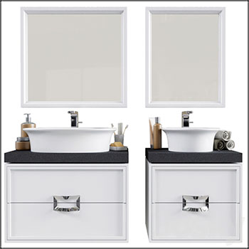 卫生间洗脸盆柜洗漱台和镜子素材之家精选3D模型