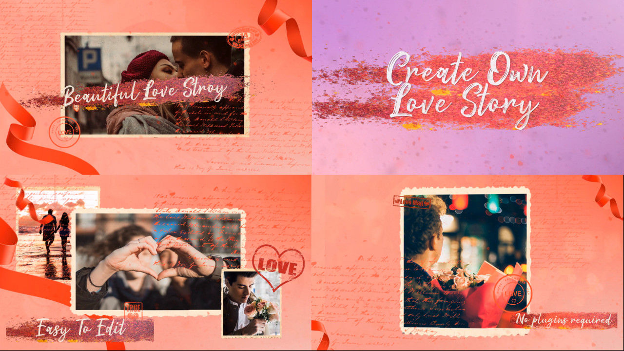 浪漫情人节幻灯片素材库精选AE模板