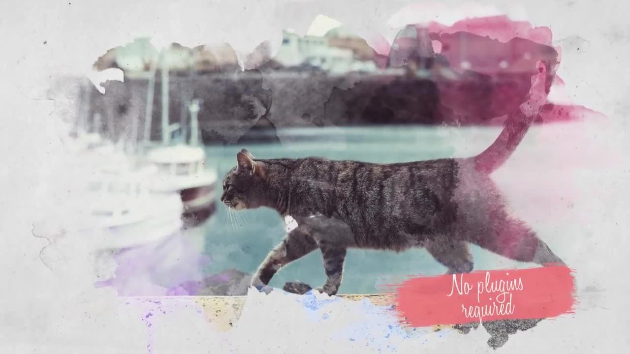 墨滴显示水彩幻灯片素材库精选AE模板