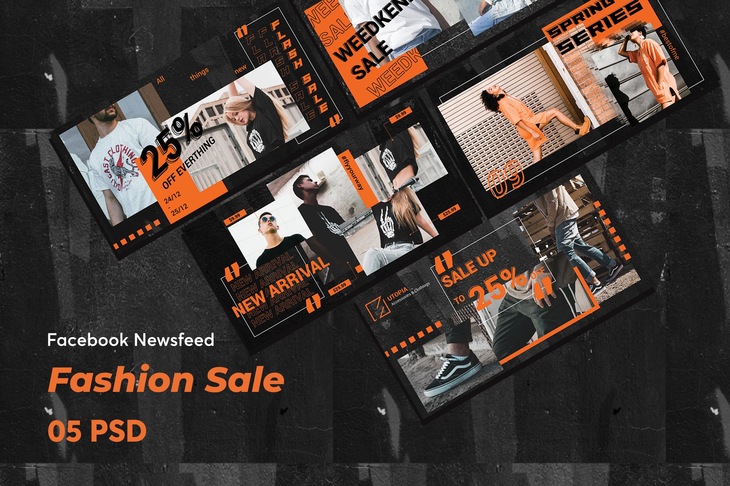 时尚促销广告Facebook社交信息流广告模板素材库精选 Creative Fashion Sale Facebook Newsfeed插图