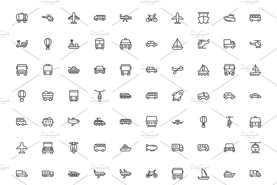 110个交通运输彩色图标和线条图标 110 Transports Colored & Line Icons插图(2)
