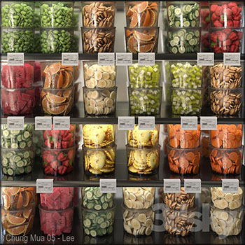 现代蔬菜水果干商场干货货物素材之家精选3D模型