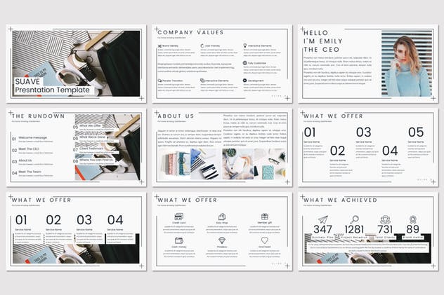 时尚单色创意多用途PPT幻灯片模板 Suave – Powerpoint Template插图(1)