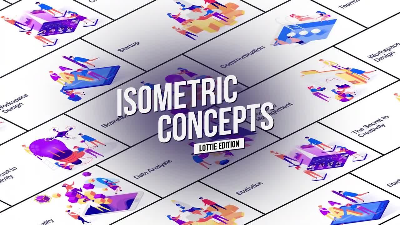 独立时尚的等距概念推广素材库精选AE模板