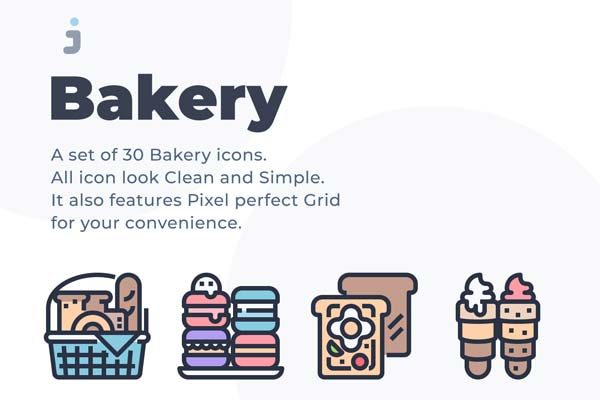 30个有趣的烘焙面包图标套装下载[Ai]
