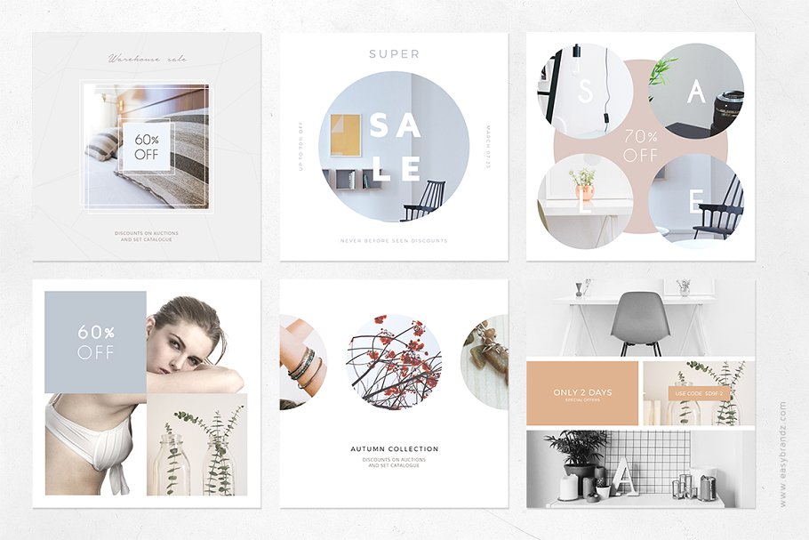 简约风格Instagram促销模板素材库精选 Instagram Promotion Clean Templates插图(1)