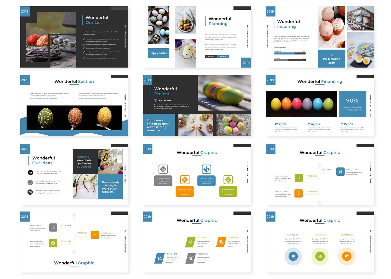 复活节手绘彩蛋主题PPT幻灯片模板 The Eastre – Powerpoint Template插图(2)