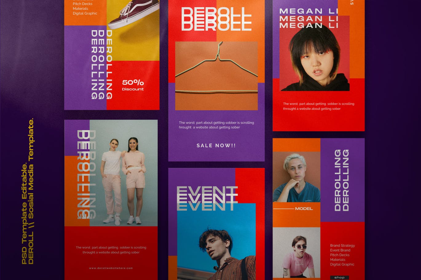 色彩主页Instagram贴图&品牌故事设计素材包v2 DEROLL PACK 2- Instagram Template + Strories插图(2)