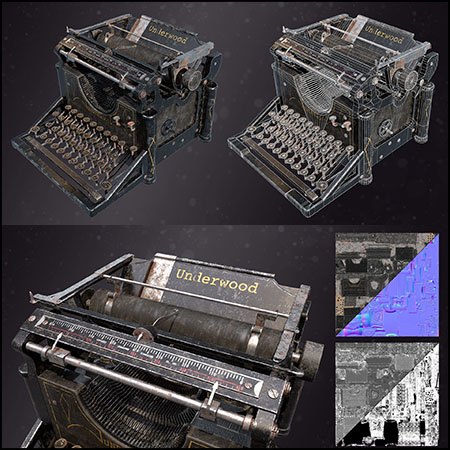 Underwood No 5老式复古打字机素材之家精选3D模型
