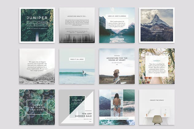 社交媒体Banner＆贴图＆版式设计模板素材库精选合集 J U N I P E R Social Media BUNDLE插图(2)