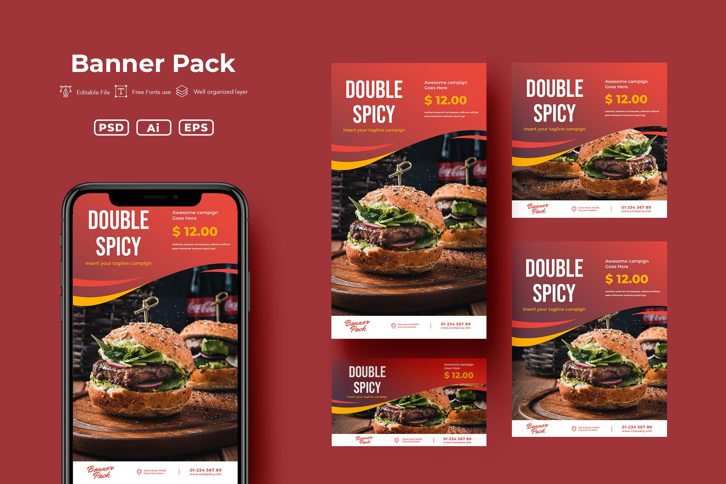 面包店/蛋糕店/餐厅广告Banner设计模板v10 ADL Banner Pack.v10插图