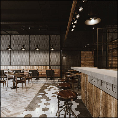 现代咖啡店室内场景素材之家精选3D模型By Leo Nguyen
