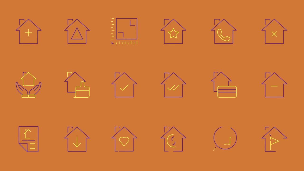 400个类别的平滑且简单的动画线图标素材库精选AE模板