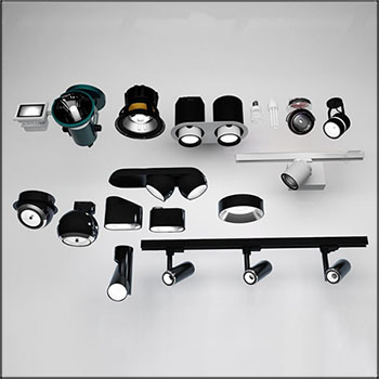 现代筒灯射灯摄像头组合3d模型