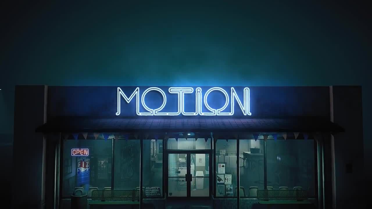 夜间街道中霓虹灯牌动画素材库精选AE模板