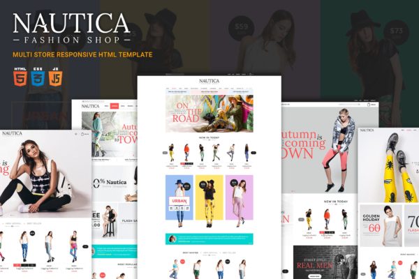 潮牌电商Bootstrap响应式HTML网上商城模板素材库精选 Nautica | Responsive HTML Template