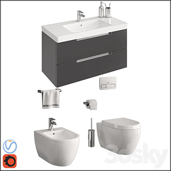 卫生间洗脸池水池马桶毛巾架卫生纸素材之家精选3D模型