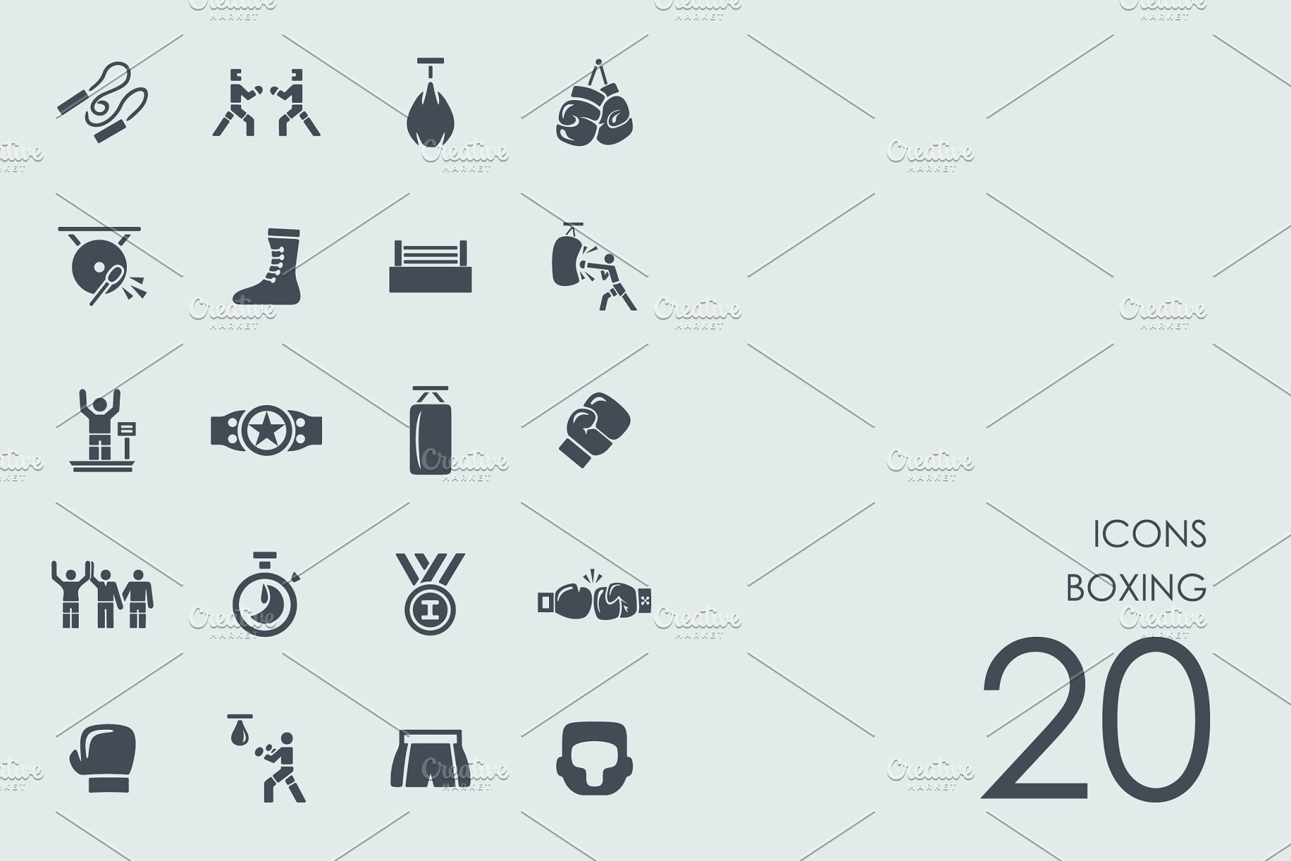 拳击健身主题图标 Boxing icons插图