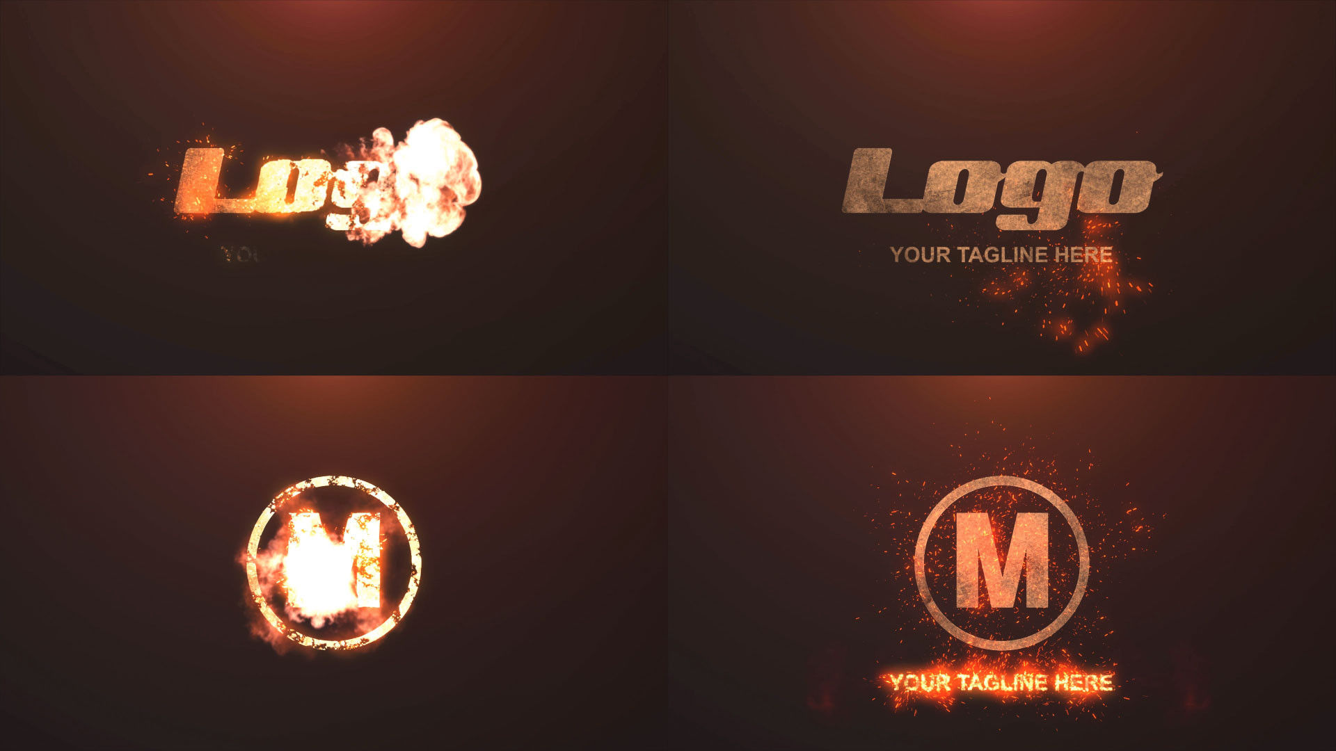 炫酷独特活力的金属火花展示徽标素材库精选AE模板