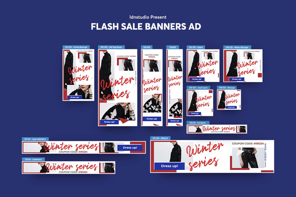 冬天季末促销主题广告Banner图设计模板 Winter Sale Banners Ad插图(1)