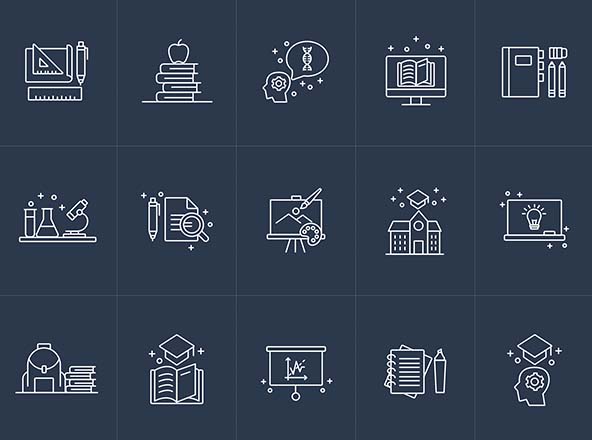 教育主题矢量线性图标素材v2 Education Vector Icons Part 2