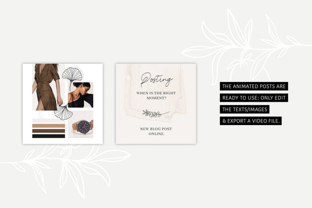 社交新媒体时尚潮流主题广告PSD动画模板素材库精选v1 ANIMATED Instagram Posts – Pure插图(9)