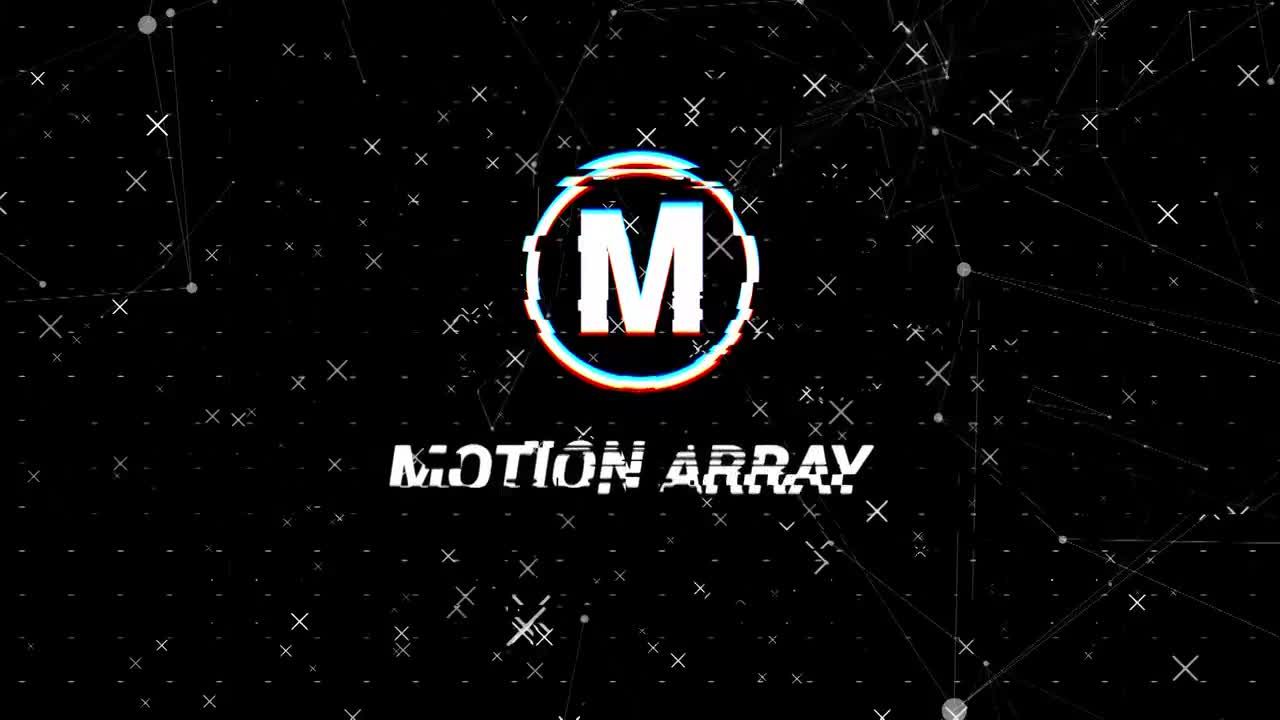 动态毛刺效果的信号损坏Logo展示素材库推荐PR模板