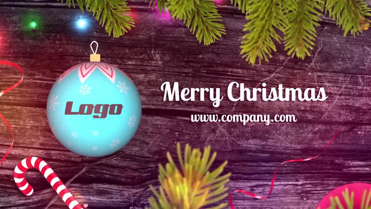 明亮的动态动画圣诞球徽标显示素材库精选AE模板