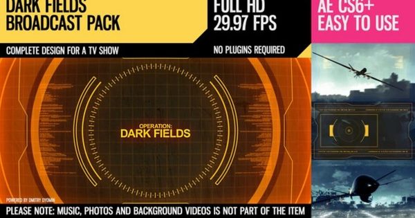 特工反恐主题电影预告片素材库精选AE模板 Dark Fields (Broadcast Pack)