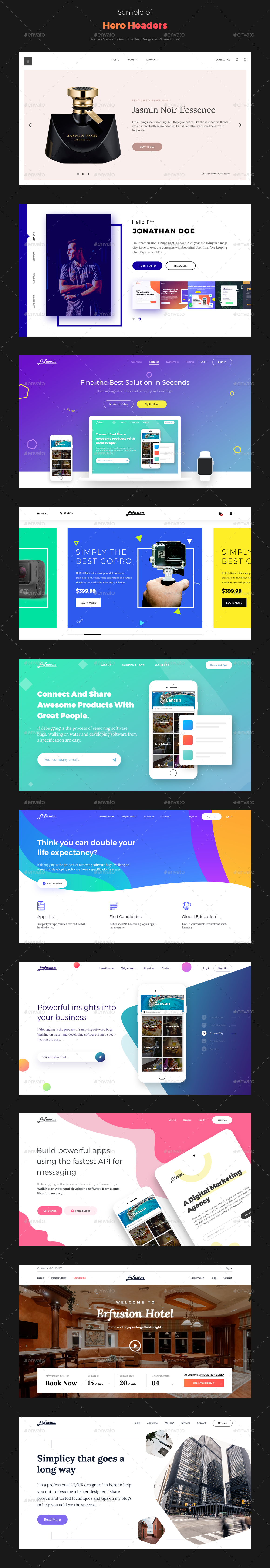 网站巨无霸 Header 模板素材库精选素材 Erfusion – 20 Hero Headers UI Kit插图(4)
