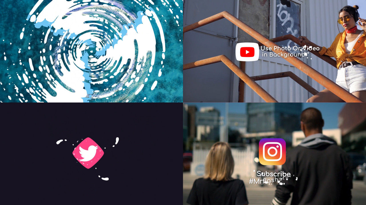 液体水光运动效果logo 素材库精选AE模板