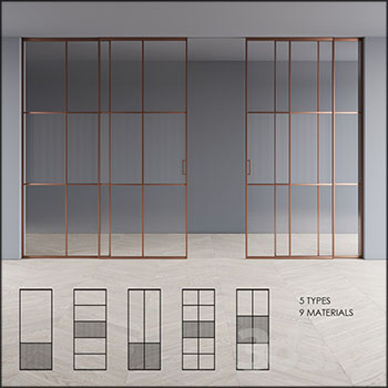 5款玻璃移门素材之家精选3D模型