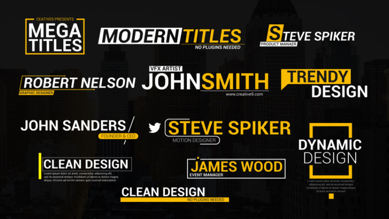 12个创造性的动画下三分之一标题字幕素材库精选AE模板Lower Thirds