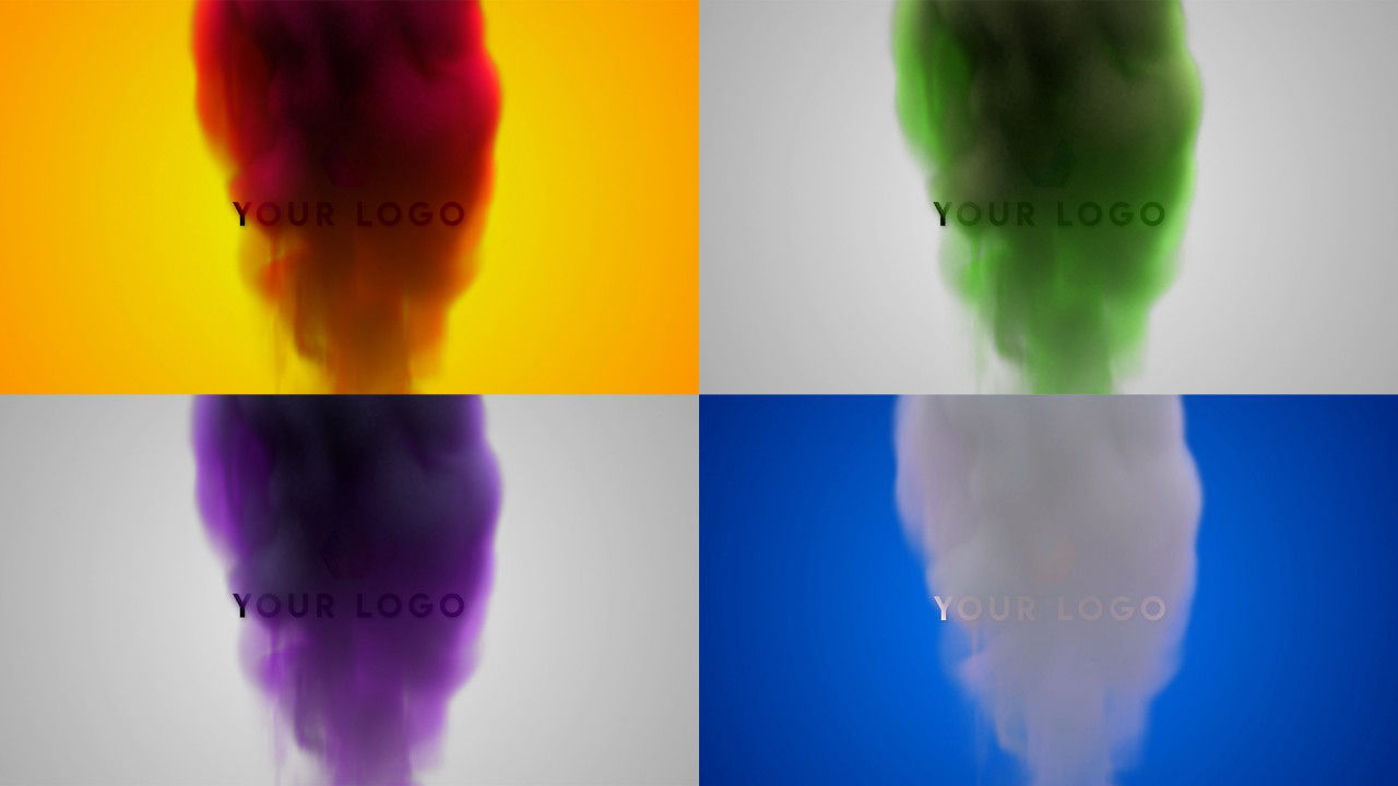 干净多彩创意的烟雾效果展示徽标素材库精选AE模板