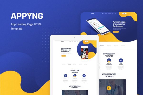 APP应用官网着陆页设计HTML模板素材库精选 Appyng – App Landing Page HTML Template