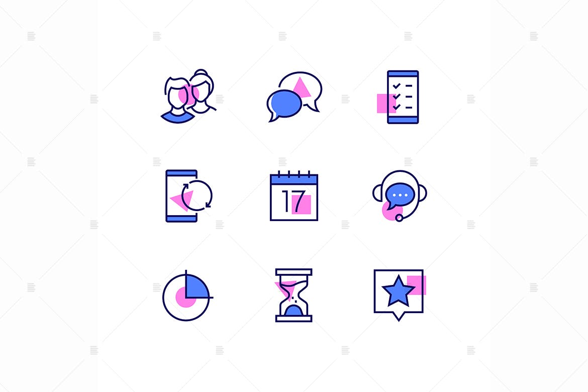 商业与管理线条设计风格矢量素材库精选图标v1 Business and management – line design style icons插图
