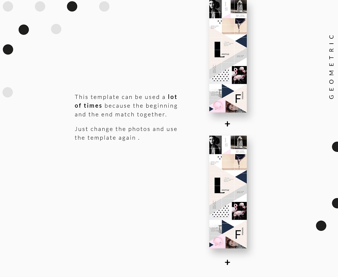 时尚高端几何形状布局的Instagram模板素材库精选 Instagram PUZZLE template -Geometric [psd]插图(5)