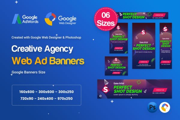 创意品牌促销谷歌广告Banner设计模板素材 Creative, Startup Agency Banners HTML5 D41 – GWD