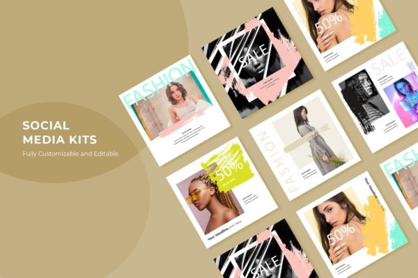 服装品牌打折促销活动社交宣传设计素材包v81 SRTP – Social Media Kit.81