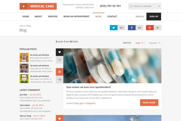 医疗保健医学主题网站设计PSD模板素材库精选 Medical Care – Medical PSD Template插图(12)
