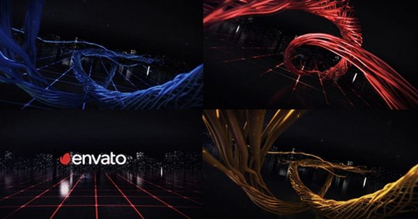线材编织动画特效Logo演示素材库精选AE模板 Digital Wire Ribbon Logo Reveals