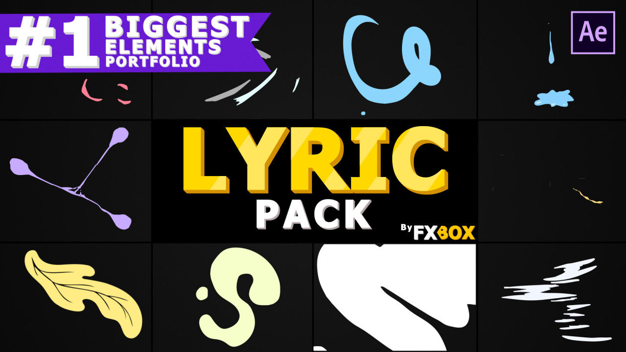 2D动画卡通歌词元素素材库精选AE模板