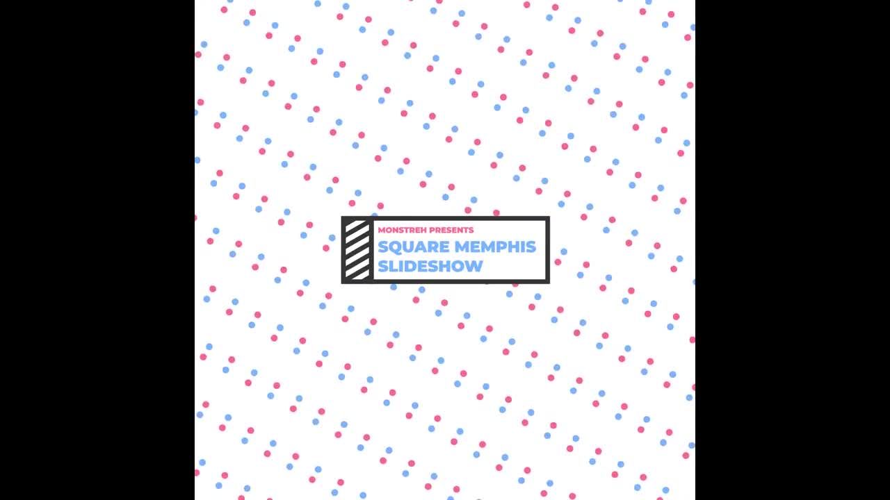 富有创意的方形孟菲斯风格幻灯片展示Pr模板