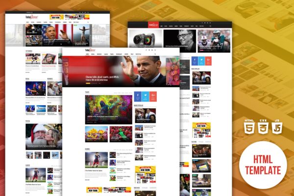 新闻&amp;杂志网站HTML模板素材库精选素材 TodayExpress | News &amp; Magazine HTML Template